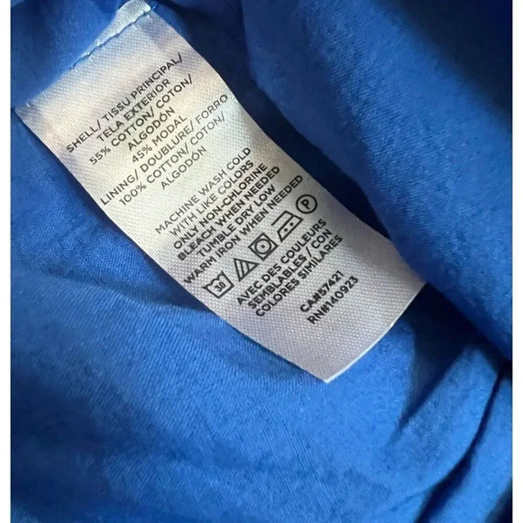 Ann Taylor LOFT Tank Top Blue Colorblock Wide Strap Side Zipper Peplum Size 0 - Picture 8 of 8